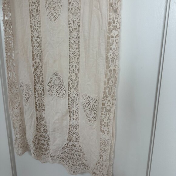 Figue Embroidered Lace Maxi Dress Sz XS Scalloped Trim V-Neck Quarter Sleeves - Picture 5 of 10